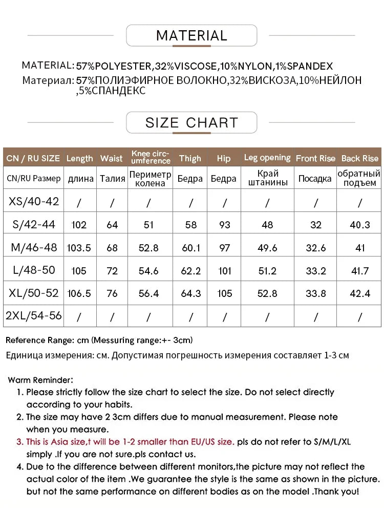 Wide Leg Winter Trousers - Loose Elastic Waist Casual Pants