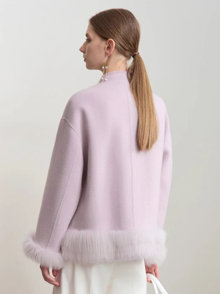 Women's Chinese Style Woolen Coat - Elegant Winter Stand-up Collar