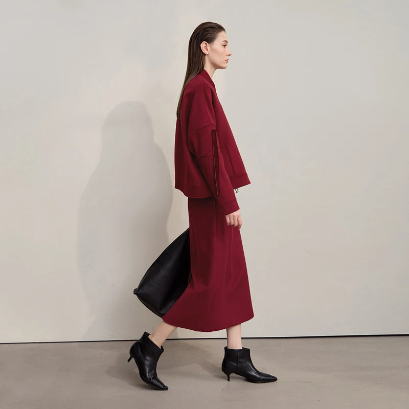 Women's Wool Long Skirt - Minimalist Winter Commuter Style