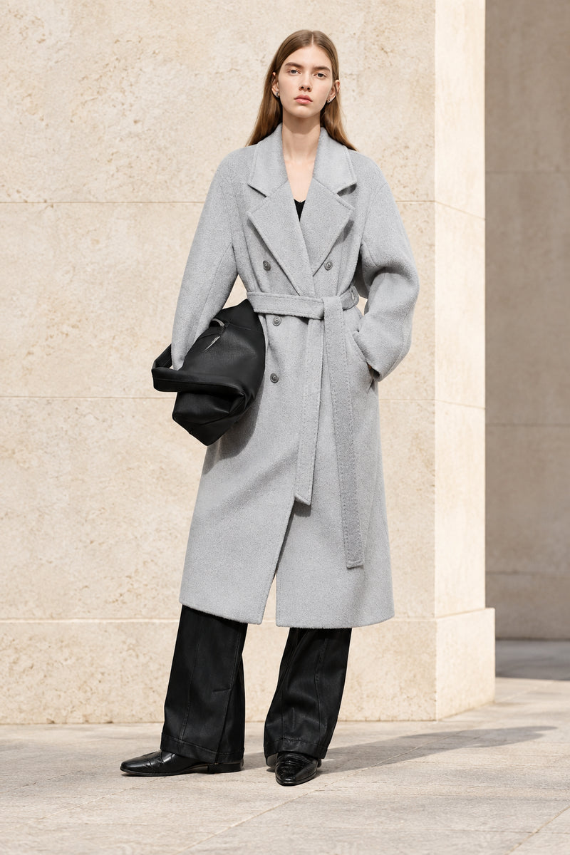 Women's Minimalist Alpaca Wool Coat | Double-Breasted Winter Jacket