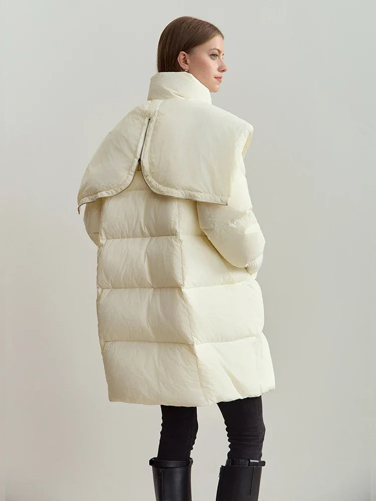 Women's Long Down Jacket - Thick Hooded Winter Parka Coat