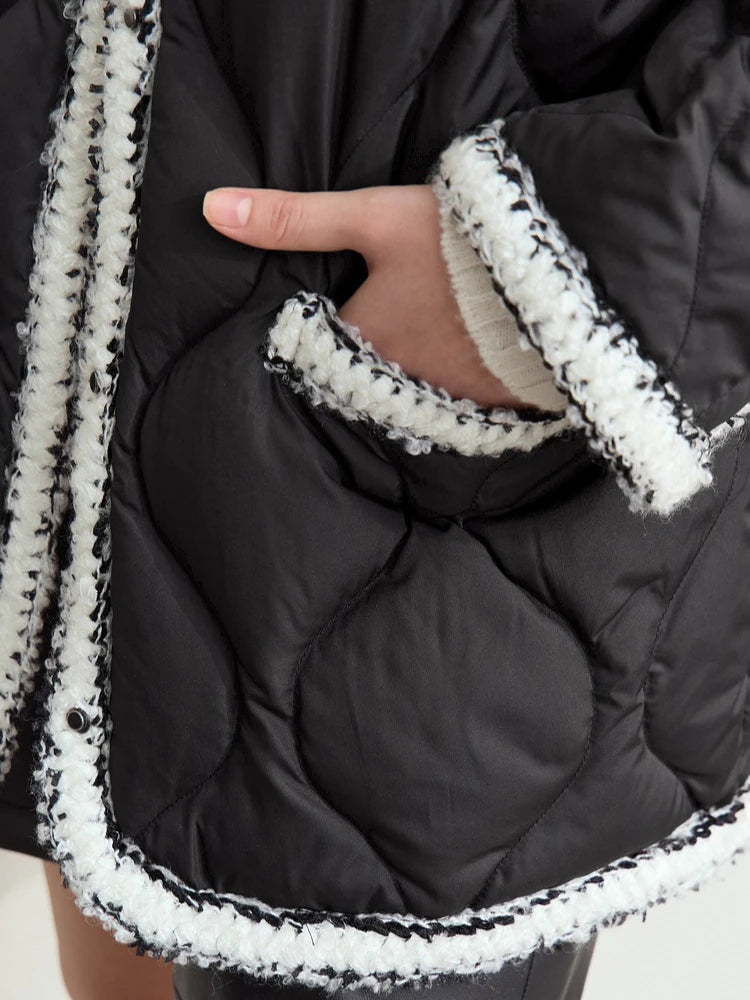 Women's V-Neck Mid-Length Down Jacket | Minimalist Winter Outerwear