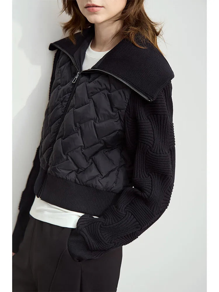 Minimalist Cropped Down Jacket - Winter Warm Lapel Coat