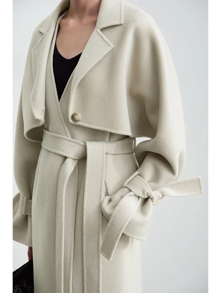 Women's Double-sided Wool Coat & Vest Skirt Set - Winter Commuter