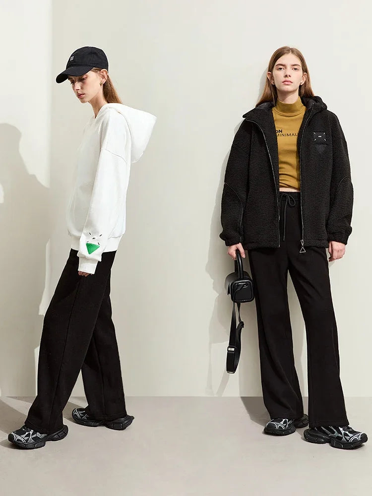 Wide Leg Winter Trousers - Loose Elastic Waist Casual Pants