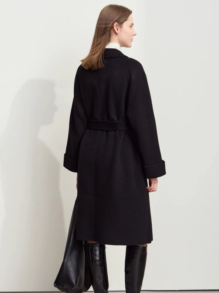 Women's 100% Wool Minimalist Overcoat | AMII Winter Belted Coat