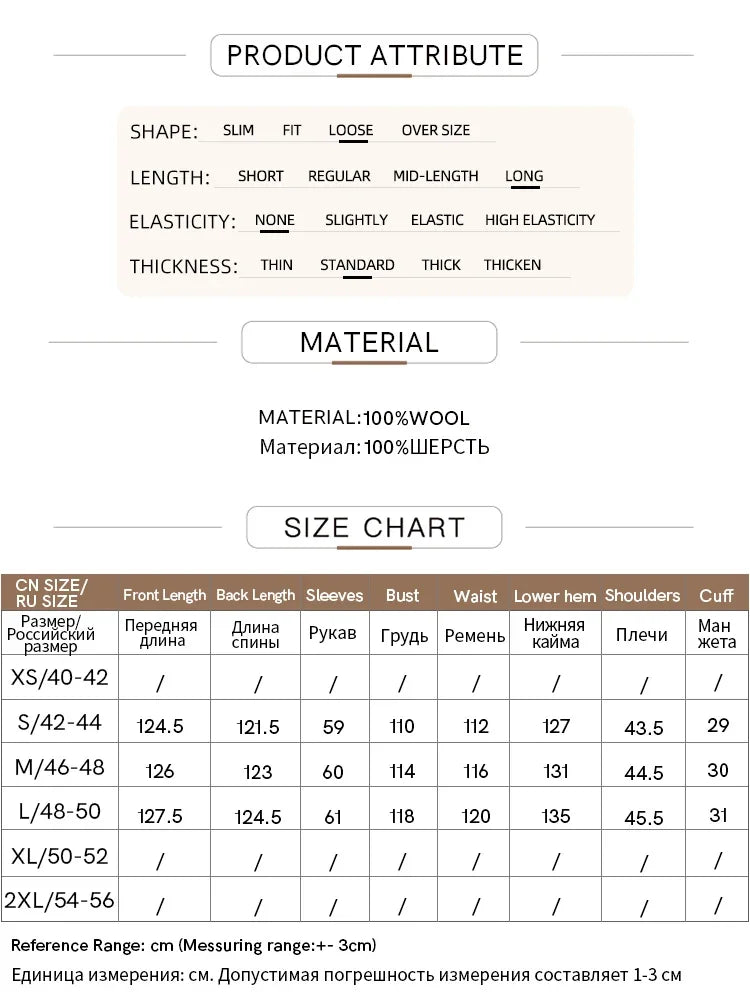 Women's 100% Wool Long Coat - Minimalist Chinese Style Winter Jacket