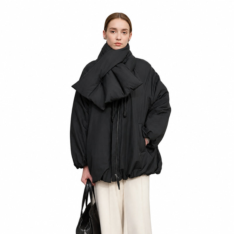 Women's Loose O-Neck Down Jacket - Warm Winter Casual Puffer Coat