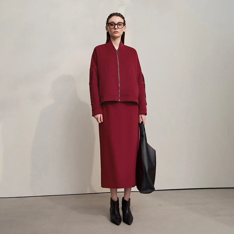 Women's Wool Long Skirt - Minimalist Winter Commuter Style