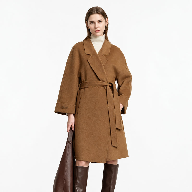 Women's 100% Wool Minimalist Overcoat | AMII Winter Belted Coat