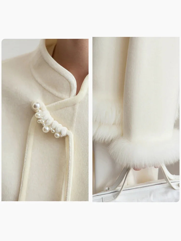 Women's Chinese Style Woolen Coat - Elegant Winter Stand-up Collar