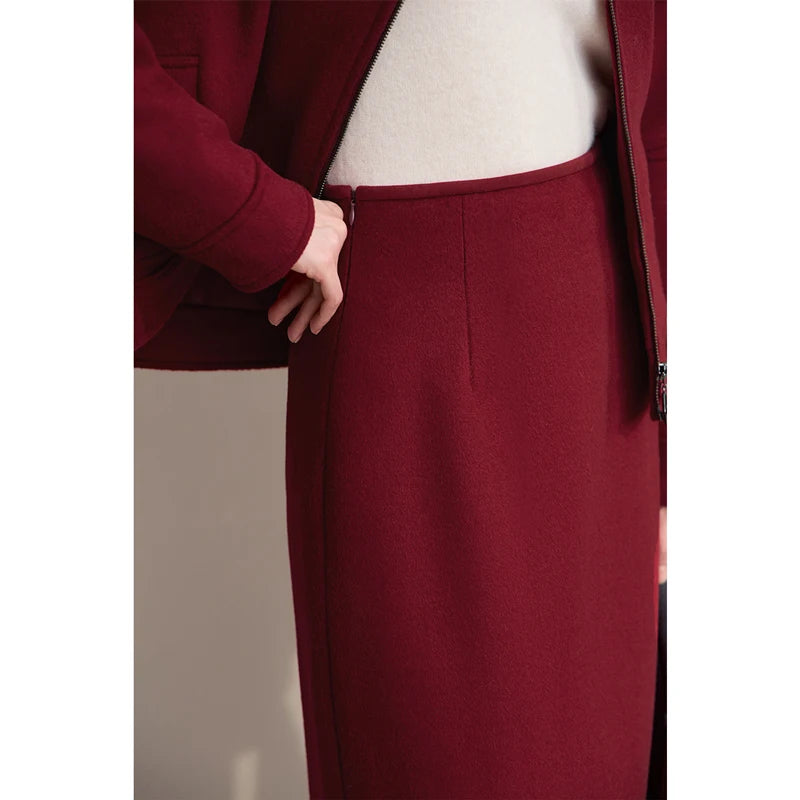 Women's Wool Long Skirt - Minimalist Winter Commuter Style