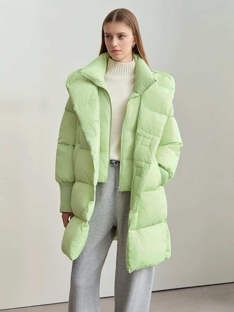 Women's Long Down Jacket - Thick Hooded Winter Parka Coat