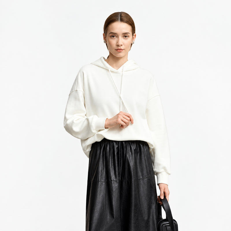 Women's Knitted Hooded Sweatshirt - Loose Warm Winter Pullover