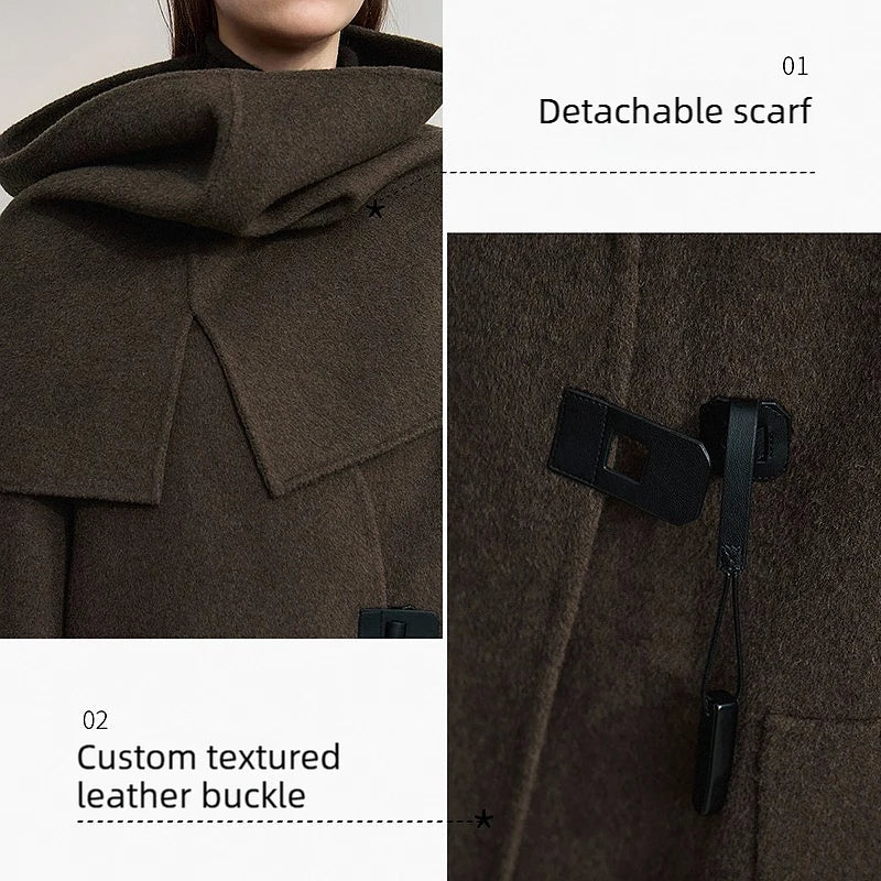 Women's Woolen V-Neck Winter Coat - Loose Fit Warm Jacket