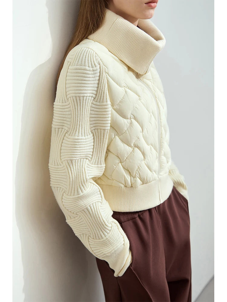 Minimalist Cropped Down Jacket - Winter Warm Lapel Coat