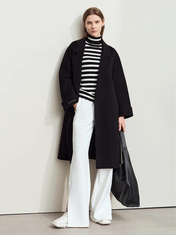 Women's 100% Wool Minimalist Overcoat | AMII Winter Belted Coat