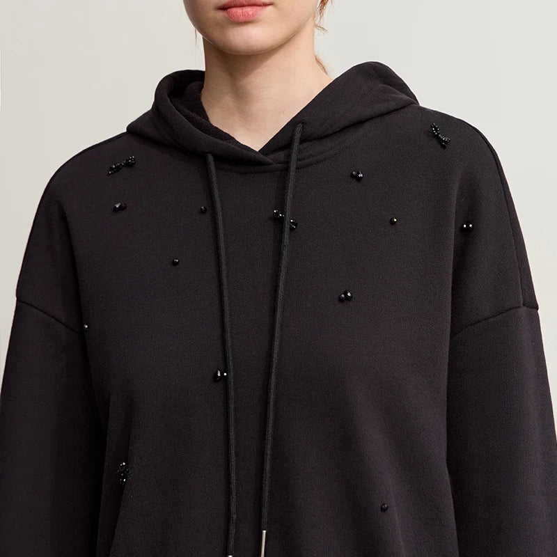 Women's Knitted Hooded Sweatshirt - Loose Warm Winter Pullover